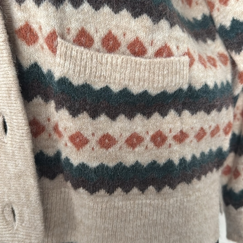 NWT Madewell Harland Fair Isle Cardigan Sweater in Sz X-Small - Picture 6 of 16